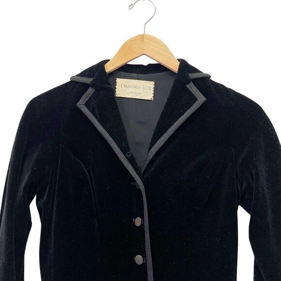 Vintage I. Magnin & Co. Black Velvet Blazer Size Small 4/6 - Rare Designer Piece - Picture 8 of 13